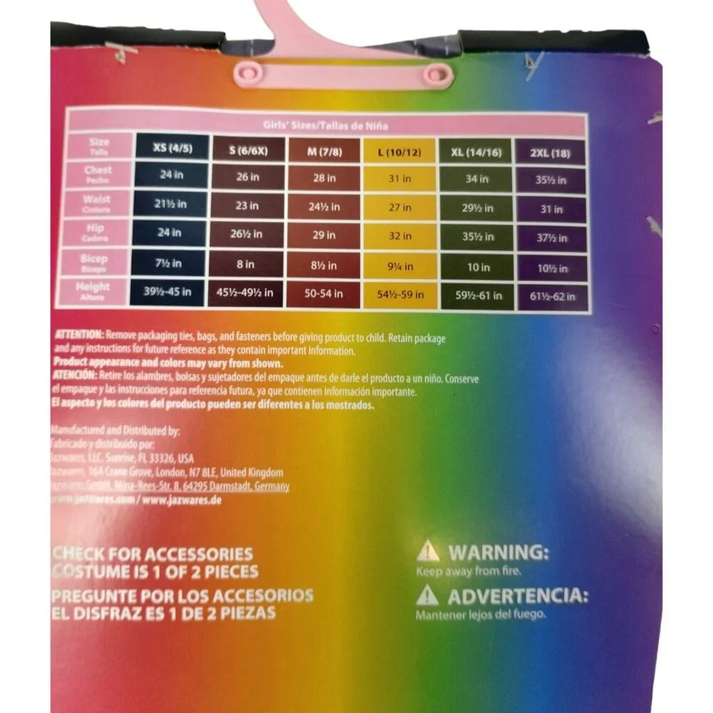 Girls XS Rainbow High Krystal Bailey Costume Set